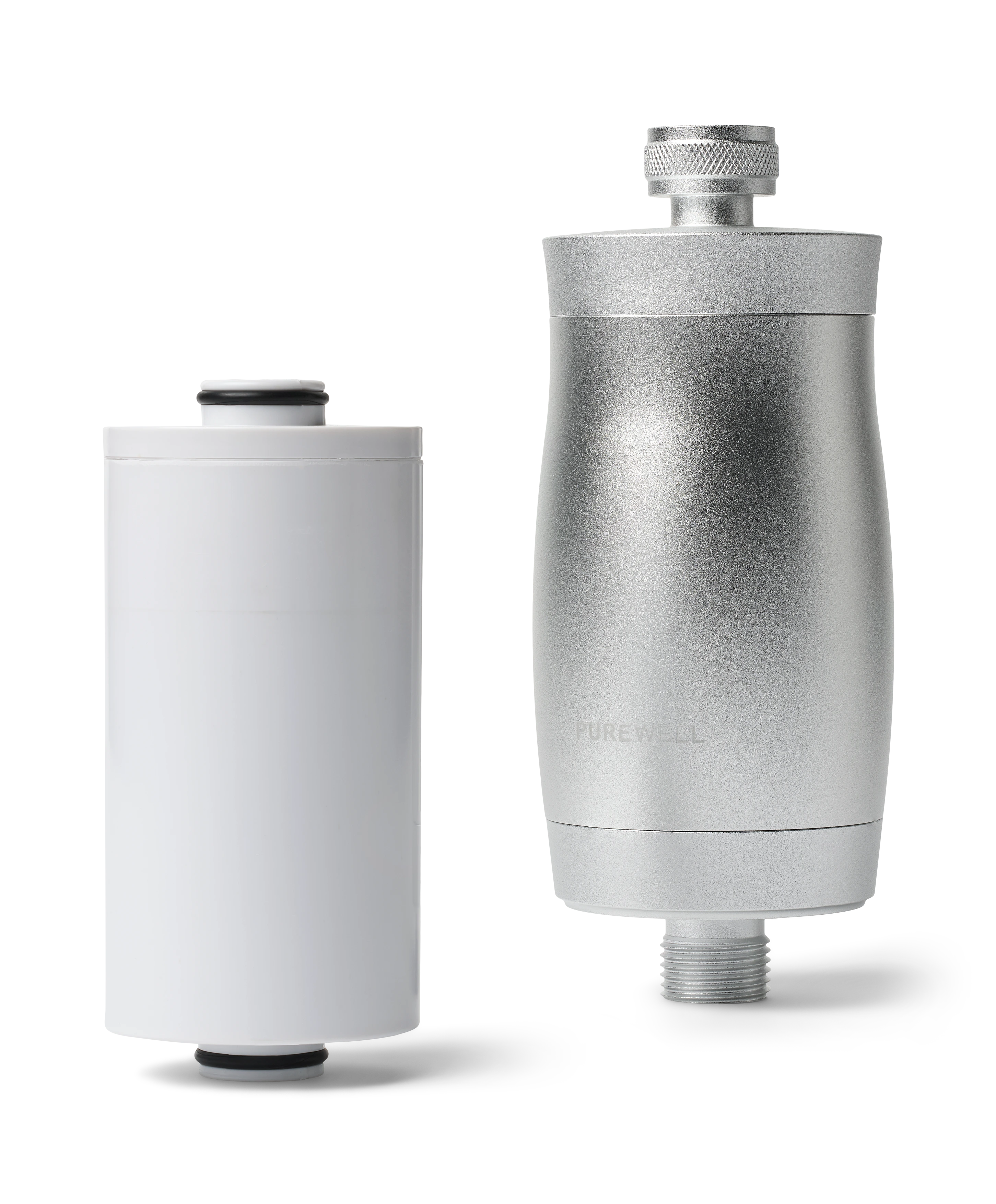 Brusefilter fra Purewell, elegant design til rensning af vand for sundere hud og hår.